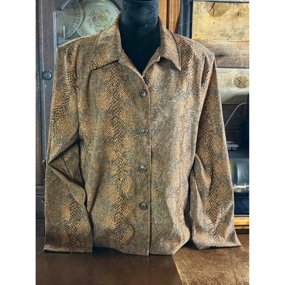 Briggs Petite Jacket Size LP Brown Snakeskin Print 1-702-B24
